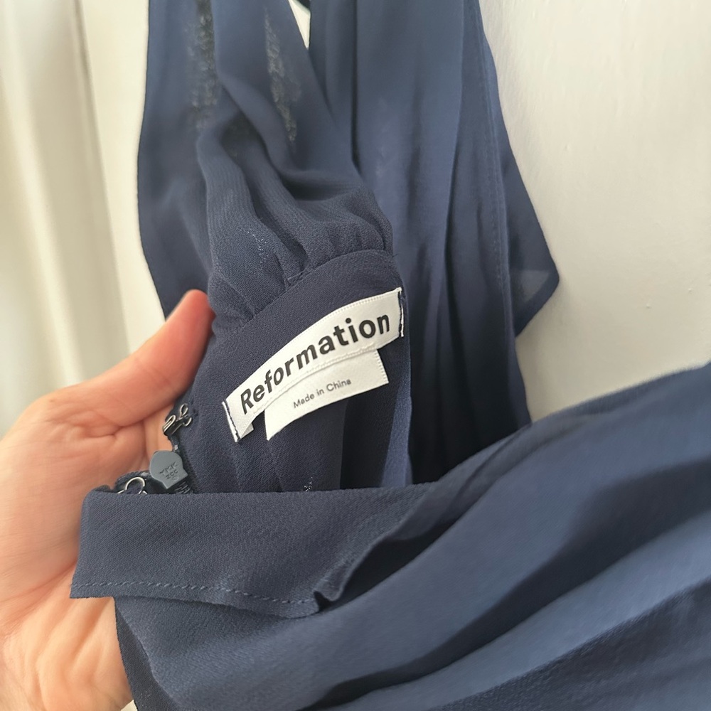 Reformation Deep Blue Ruffle Jumpsuit - Picture 10 of 14